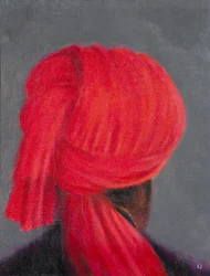 Turban rouge sur gris, 2014